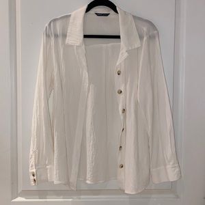 SHEIN white linen button down